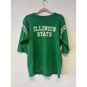 Vintage 70s Illinois State University Cotton Football Jersey Green Sports Spirit